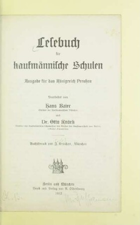 Lesebuch für kaufmännische Schulen