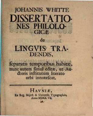 Dissertatio philologica de linguis tradendis