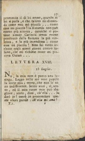 Lettera XVIII. 18 Luglio (unvollständig)