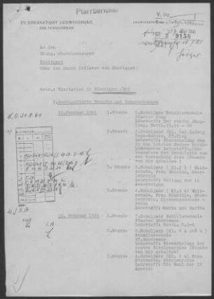 Bissingen/Enz: Visitationsbericht mit Pfarrbericht 1961