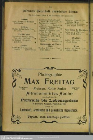 Inserenten-Verzeichniß auswärtiger Firmen