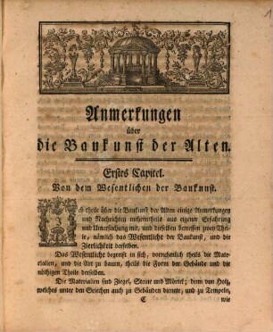 Anmerkungen über die Baukunst der Alten