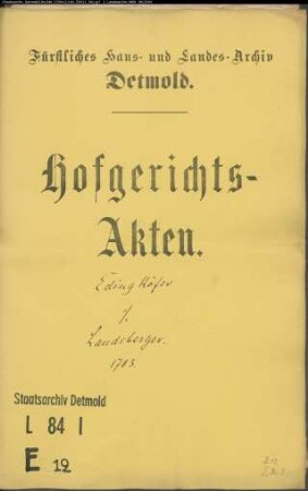 Edinghöfer, Johann Philipp gegen Landsberger in Brüntrup - Schuldforderung