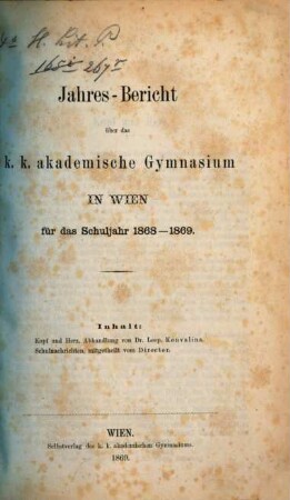 Jahresbericht. 1868/69