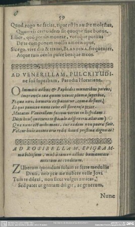 Ad Rosibellam, Epigramma biliosum, mulia tamen adhuc humanitate mixtum ac conditum