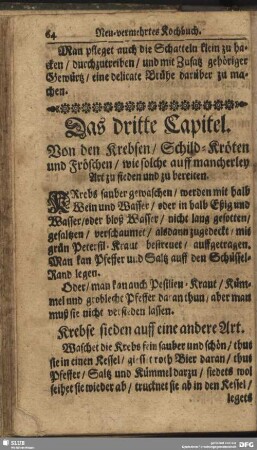 Das dritte Capitel. Von den Krebsen, Schild-Kröten und Fröschen