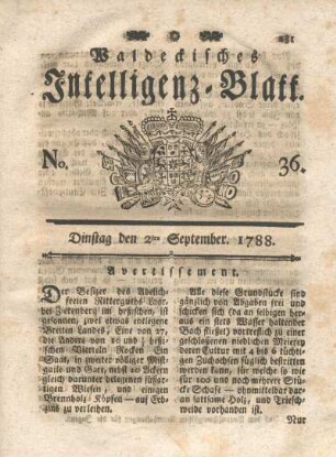 No. 36. Dinstag den 2ten September 1788