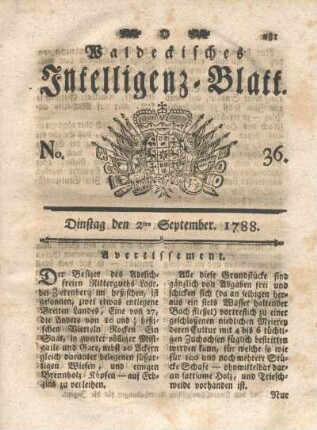 No. 36. Dinstag den 2ten September 1788