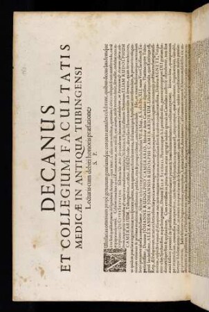 Decanus Et Collegium Facultatis Medicae In Antiqua Tubingensi Lecturis cum debiti honoris praefatione S. P.