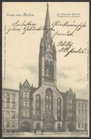 Ansichtskarte Straßenansicht St.-Simeon-Kirche, Wassertorstraße [2/2]