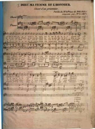Dieu, ma femme el l'honneur : chant d'un prisonnier ; paroles du prince de Polignac