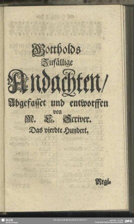 Das vierdte Hundert
