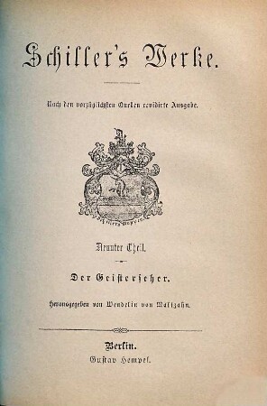 Schiller's Werke, 9. Der Geisterseher