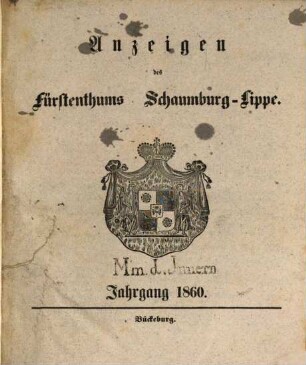 Anzeigen des Fürstenthums Schaumburg-Lippe, 1860