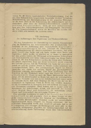 VII. Aenderung der Auffassungen über Eigentums- und Besitzverhältnisse