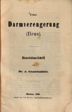 Ueber Darmverengerung (Ileus)