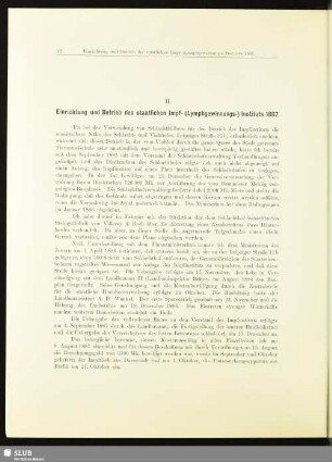 II. Einrichtung und Betrieb des staatlichen Impf- (Lymphgewinnungs-) Instituts 1887