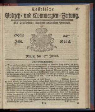 24tes Stueck, Montag den 13ten Junius. 1796