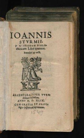 IOANNIS || STVRMII,|| PARTITIONVM DIALE=||cticarum Libri quatuor.|| Emendati et aucti.||