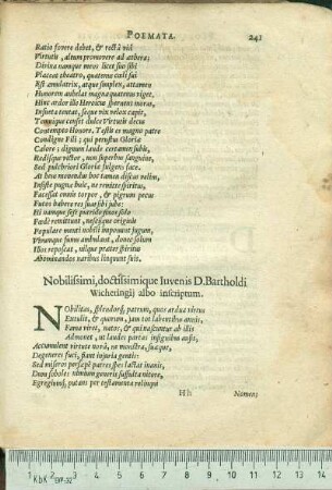 Nobilissimi, doctissimique Iuvenis D. Bartholdi Wicheringij albo inscriptum.