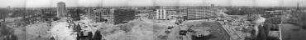180° Panorama, Blick auf das Baugelände der Interbau 57 vom Wohnhaus Giraffe über Hansaplatz bis Richtung Siegessäule. Berlin-Hansaviertel, Händelallee