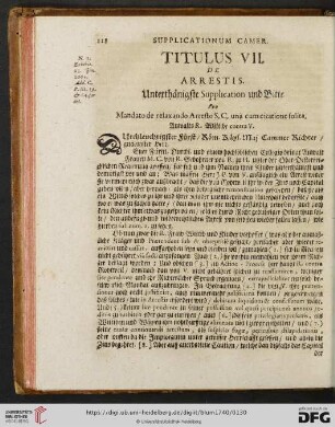 Titulus VII. De Arrestis