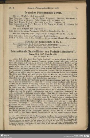 Internationale Musterblätter von Portrait-Aufnahmen
