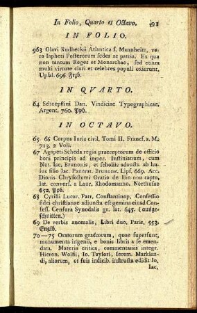 In Folio, Quarto et Octavo. - In Duodecimo.
