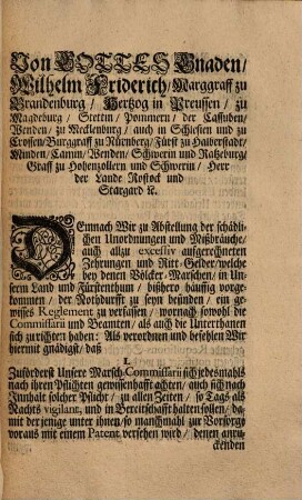 Hoch-Fürstl. Brandenburg-Anspachisches Marsch-Reglement