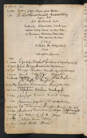 Winterhalbjahr 1709/1710. Rektorat Gabriel Schweder