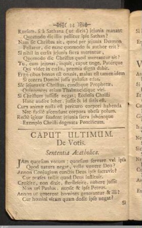 Caput Ultimum. De Votis.