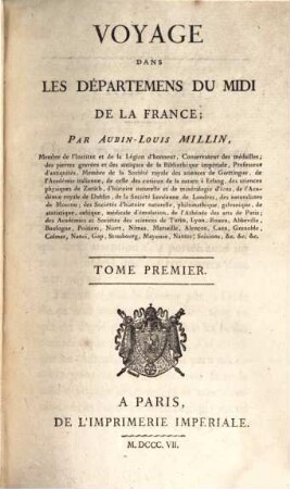 Voyage dans les départemens du Midi de la France, 1