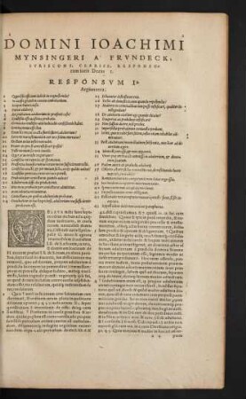 Domini Ioachimi Mynsingeri A Frundeck ... Responsorum Iuris Decas I.