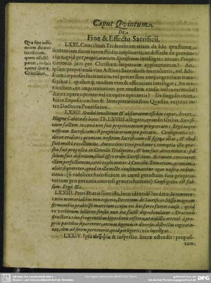 Caput Quintum. De Fine & Effectis Sacrificii