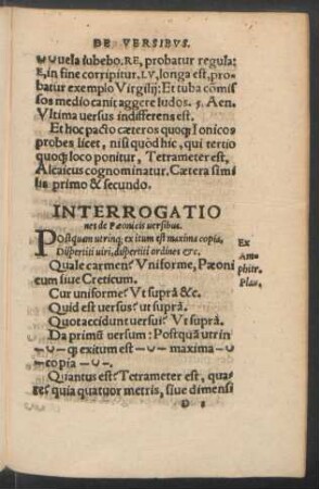Interrogationes de Paeonicis versibus.