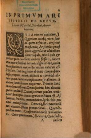 In Aristotelis Politicorum, sive de republica libros octo, Martini Borrhai Annotationes