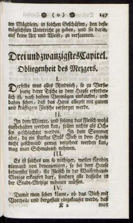 Drei und zwanzigstes Capitel. Obliegenheit des Mezgers