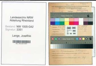 Entnazifizierung Josefine Lange , geb. 08.06.1905 (Schoeffin)