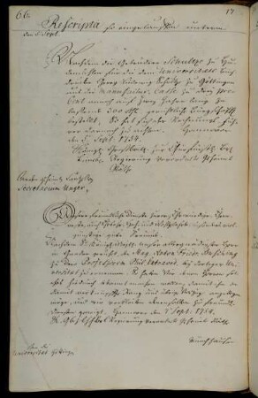 Berufung des Magisters Büsching zum außerordentlichen Professor der Philosophischen Fakultät.