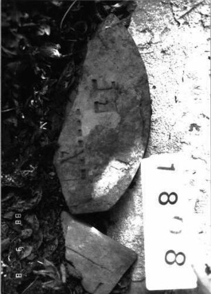 Grabstein 1808 (Index: 100096445) Zustand: Fragment Beschreibung: Fragment: Grabstein 1808B
