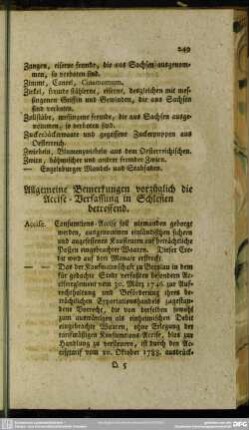 Allgemeine Bemerkungen vorzüglich die Accise-Verfassung in Schlesien betreffend