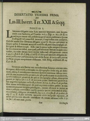 Dissertatio Vigesima Prima Ad Lib. III. Instit. Tit. XXII. & seqq.