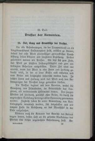 III. Teil. Dressur der Remonten