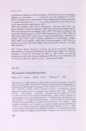 Aa 111. Theologische Sammelhandschrift