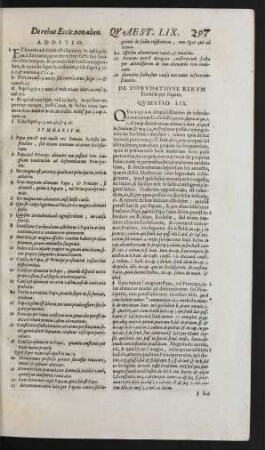 De Infeudatione Rerum Ecclesiae per Papam. Quaestio LIX.