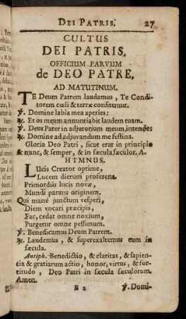27-40, Cultus Dei Patris