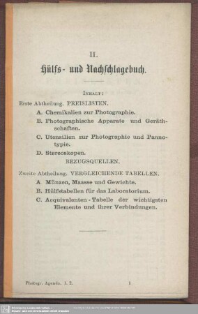 II. Hülfs- und Nachschlagebuch