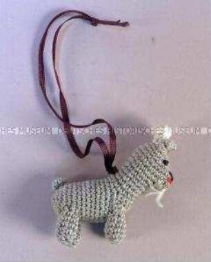 Christbaumschmuck: Häkelfigur, grauer Ziegenbock