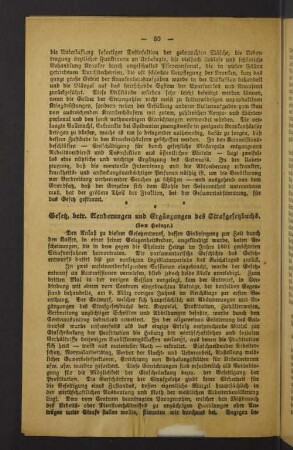 Gesetz, betr. Aenderungen und Ergänzungen des Strafgesetzbuchs.