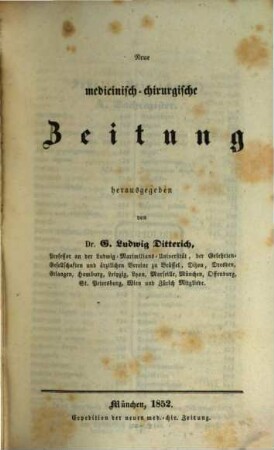 Neue medicinisch-chirurgische Zeitung. 1852, 1852